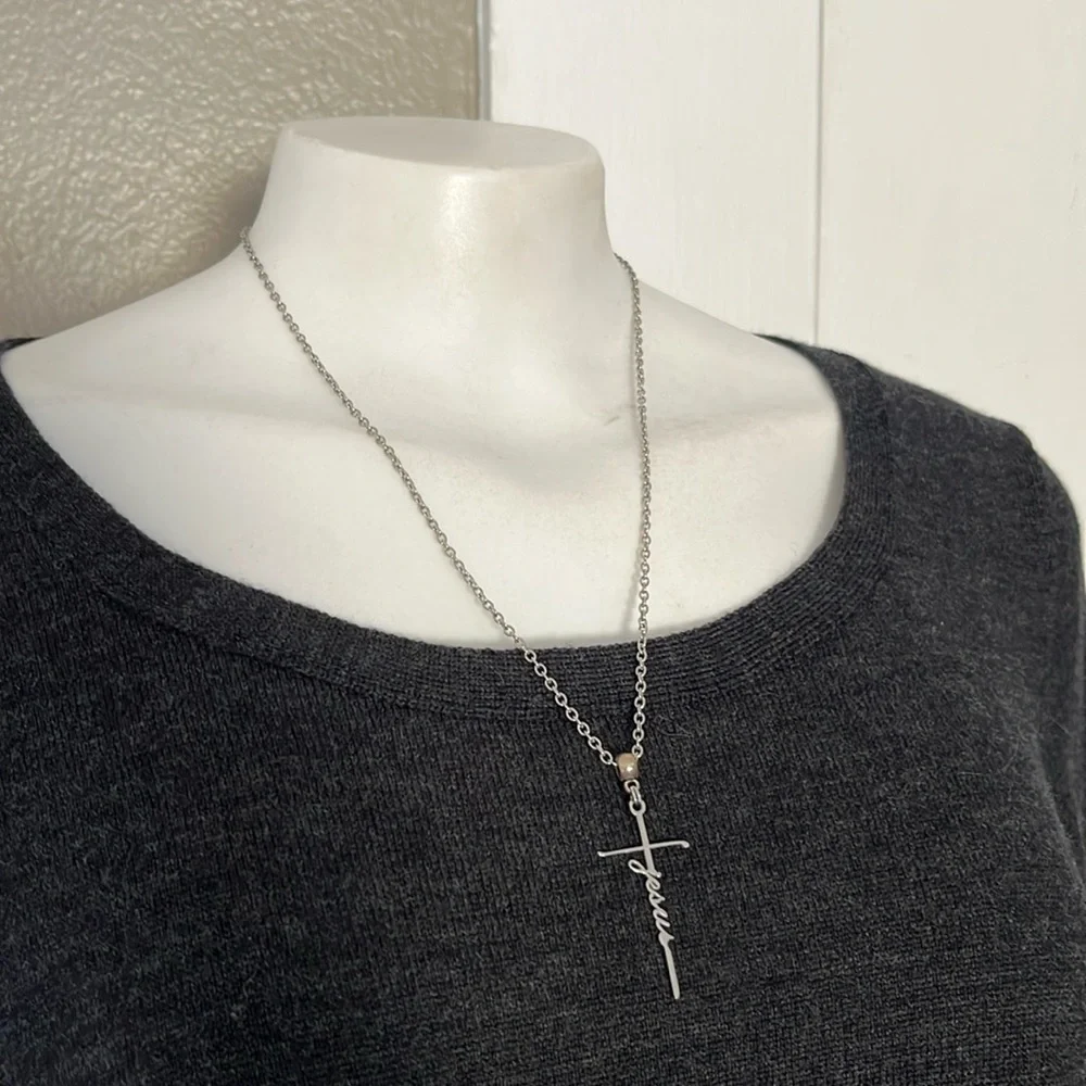 God Jesus Lord Cross Stainless Steel Necklace